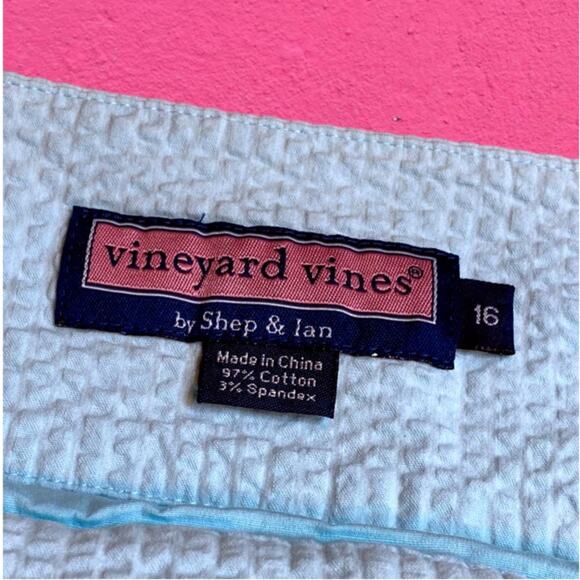 Vineyard Vines Light Turquoise Blue Textured Cotton Stretch Mini Skirt Size 16 - Picture 8 of 9